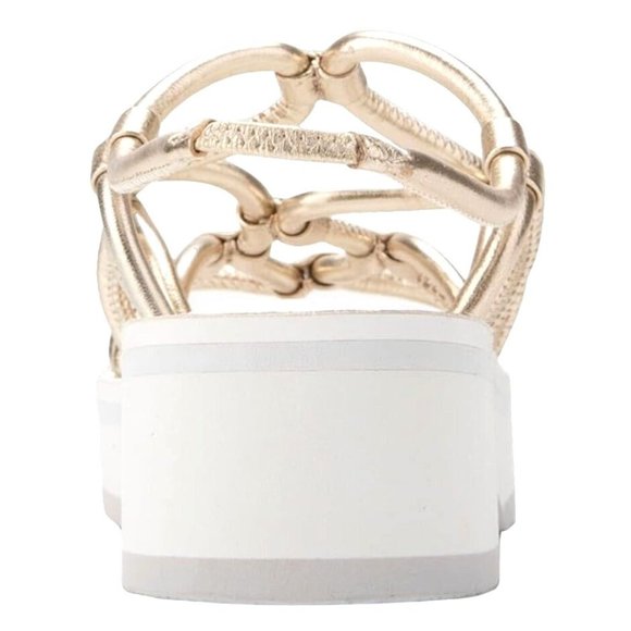 AEROSOLES Leather Chaya Platform Sandals Gold - Picture 5 of 6